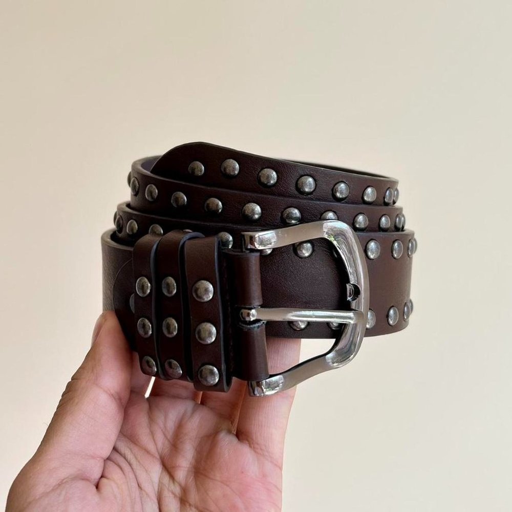 vintage brown studded american western cowboy boho belt